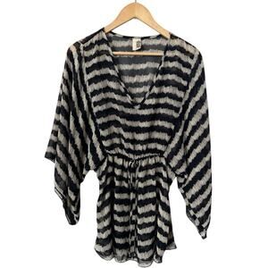 Birdcage Blue Stripe Semi Sheer Swim Cover Large